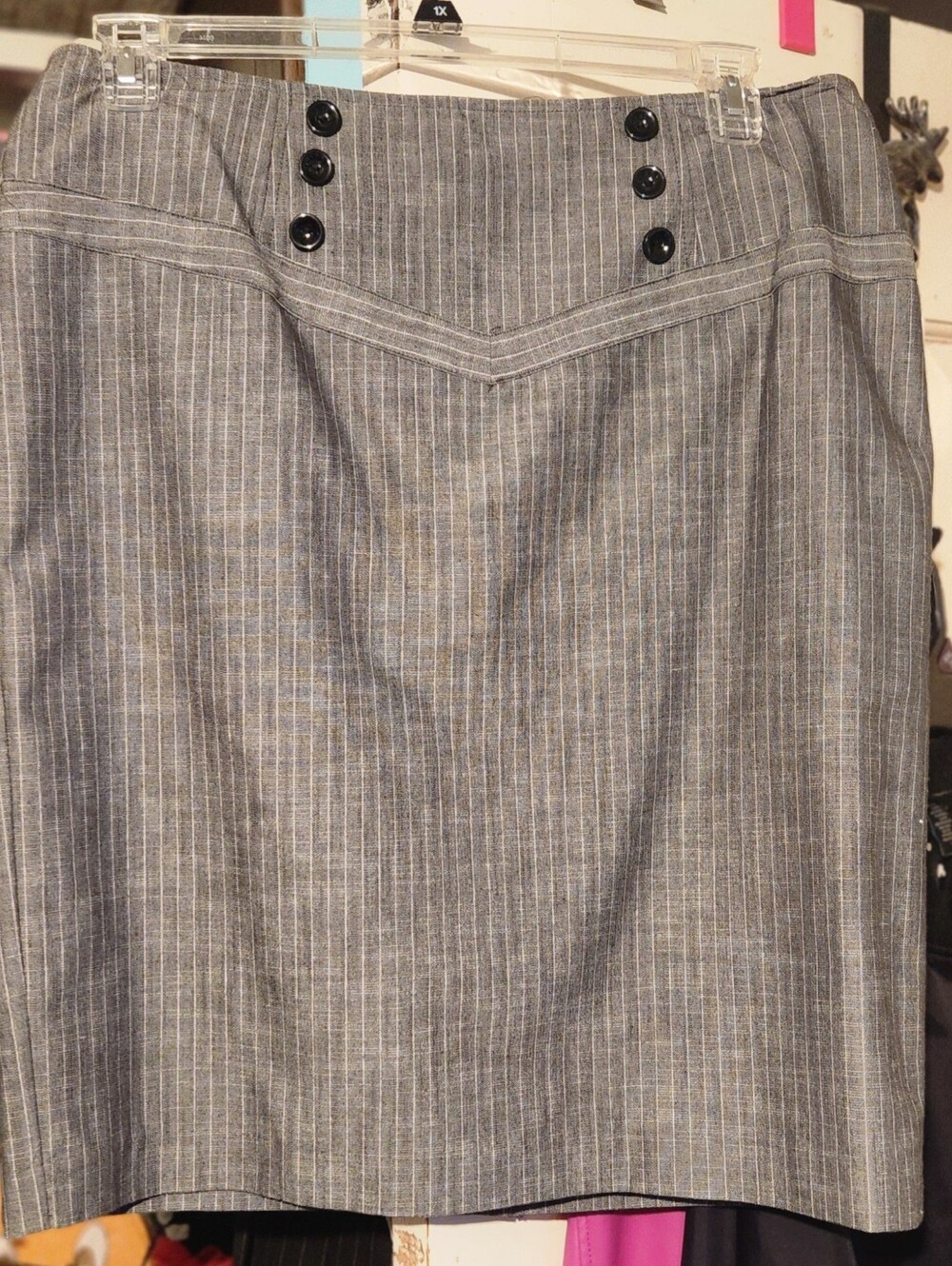 AB Studio Gray Pinstripe Dress skirt size 14